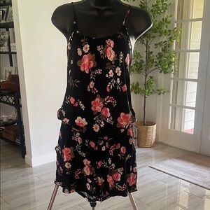 Floral Black Sleeveless Romper